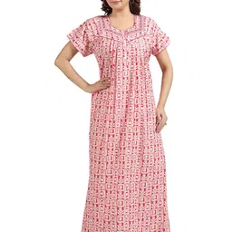 NIGHT QUEEN Women Printed Maxi Nightdress-image-1
