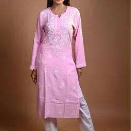 MALKIAT Women Embroidered Chikankari Floral Kurta-picture-39