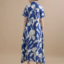BLACK & BLAH BLAH Relaxed Fit Floral Printed A-Line Midi Dress image 2