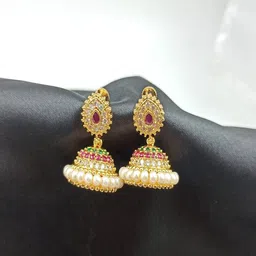PRS GOLD COVERING Contemporary Jhumkas Earrings image 2