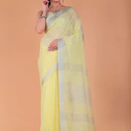 NEGRONI Woven Design Zari Saree With Blouse Piece image 4