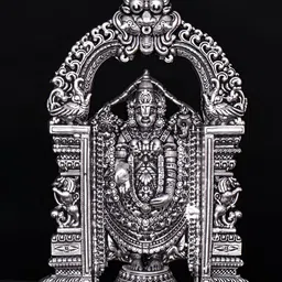 Exotic India Silver-Toned Lord Dhanalakshmi Religious Brass Idol Showpiece-image-6