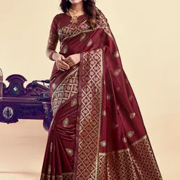 KALINI Ethnic Motifs Woven Design Zari Banarasi Saree-image-45