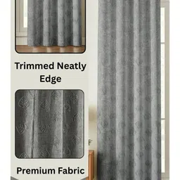 GEET CREATIONS Cream-Coloured Floral Room Darkening Window Curtain image 5