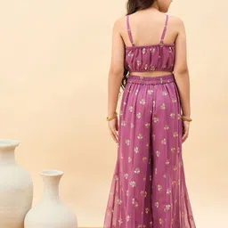 Stylo Bug Girls Floral Embroidered Regular Kurta with Palazzos image 4