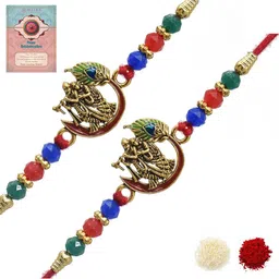 MEIRA JEWELLERY Set Of 2 Designer Rakhis With Greeting Card & Roli Chawal-picture-40