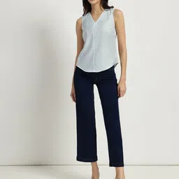 FableStreet Women Light Blue V Neck Sleeveless Top image 5