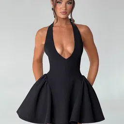 StyleCast x Revolte Women Solid Halter Neck Sheath Mini Dress-picture-22