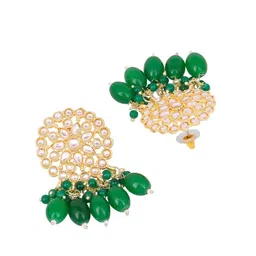 Jazz and Sizzle Gold Plated Artificial Stones Studded & Beaded Floral Shaped Drop Earrings image 5