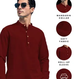 AMRIT TOP WEAR Mandarin Collar Pure Cotton Straight Kurta image 3