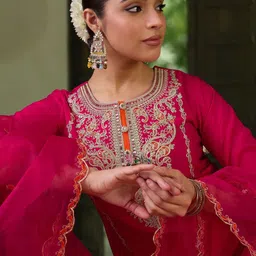 Indo Era Women Ethnic Motifs Embroidered Regular Thread Work Kurta with Trousers & With Dupatta-picture-38