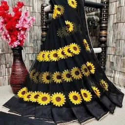 skyfiesta Embroidered Bollywood Net Saree image 4