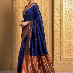 Mitera Ethnic Motifs Zari Silk Blend Heavy Work Paithani Saree image 2