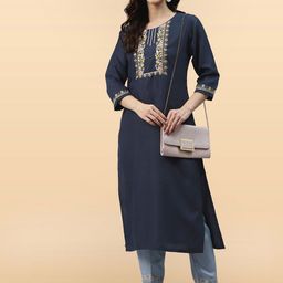Anouk Rustic Women Floral Embroidered Regular Gotta Patti Kurta with Trousers-picture-43