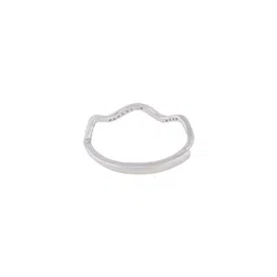 DIAVO 925 Sterling Silver Rhodium-Plated Stone Studded Wavelike Whisper Finger Ring image 5