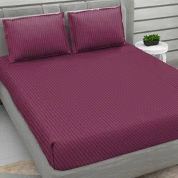 RRC Lavender Striped 144 TC King Bedsheet with 2 Pillow Covers image 2