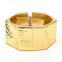 Bohey by KARATCART Gold-Plated Bangle-Style Hammered Hexagon Bracelet image 4