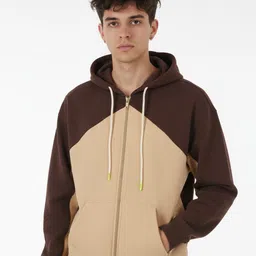 glitchez Colourblocked Hooded Sweatshirt with Inner Fleece-image-26