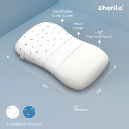 cherilo Contour Shaped Memory Foam Soft Bed Baby Pillow for Kids for Extra Neck Support Memory Foam Geometric Baby Pillow Pack of 1 image 3