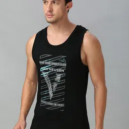 van heusen innerwear Van Heusen Printed Cotton Gym Vests IHQVTVS1BKVH70021 image 4