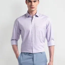 Arrow Men Modern Spread Collar Tartan Checked Cotton Slim Fit Formal Shirt-image-36