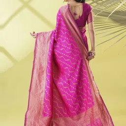 KALINI Pink Silk Blend Woven Design Sarees image 3