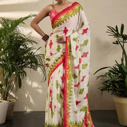 Mitera Ethnic Motifs Poly Georgette Pochampally Saree-picture-23
