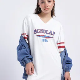 glitchez Oversize Comfort Printed T-shirt Dress-image-0