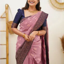 AMRUTKALA SAREES Woven Design Zari Saree with Unstitched Blouse Piece image 2