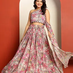 Ragavi Printed Ready to Wear One-Shoulder Neck Lehenga With Choli & Attached Dupatta image 3