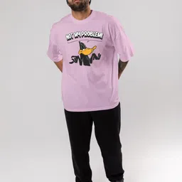 FLYIND VOGUE OUTFIT Men Looney Tunes Bio Finish Graphic Printed Cotton Oversized T-shirt image 3