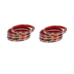 Somil Set of 32 Women Green & Multicolor Artificial Stones and Beads Bangles image 5