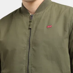 levi's Men's Solid Green Collar Neck Bomber Jacket image 5