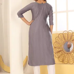 Moda Rapido Women Self Design Thread Work Details Regular Kurta with Trousers image 5