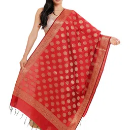 Way2Like Floral Woven Design Zari Banarasi Silk Dupatta-picture-15