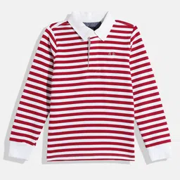 Allen Solly Junior Boys Striped Polo Collar Pure Cotton T-shirt-image-74