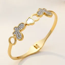 GOLDIWALA Women Cubic Zirconia Gold-Plated Cuff Bracelet-picture-11