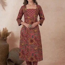 FASHOR Women Floral Printed Kurta with Trousers-picture-17