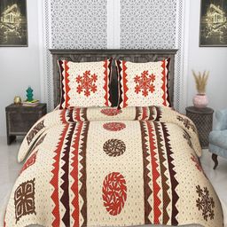 tundwal's White & Red Floral 210 TC King Bedsheet with 2 Pillow Covers-picture-2