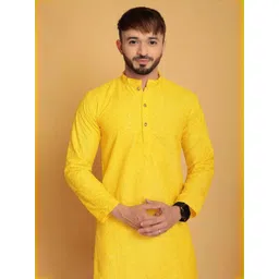 VISHESTA Men Yellow Kurtas image 3