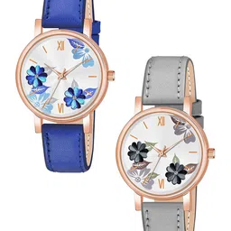 Gopal Shopcart Unisex Pack Of 2 Printed Round Dial Analogue Watch C36RG BLU GREY Fosil L-picture-16