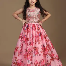 FASHION DREAM Girls Embroidered Sequinned Ready to Wear Lehenga &-picture-37
