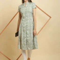 EZIS FASHION Ethnic Motifs Printed Mandarin Collar A-Line Kurta-picture-19