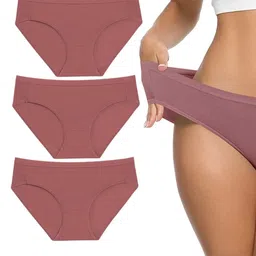 EMBATA Pack of 3 Women Mid-Rise Cotton Bikini Briefs-image-84