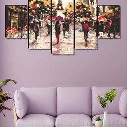 Aura White & Yellow 5 Piece Wood Other Wall Paintings-image-79