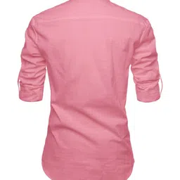 Edin Men Peach Cotton Solid Kurtas image 3