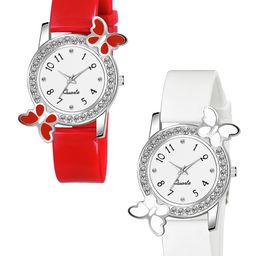 CSAMON Women Pack Of 2 Embellished Dial & Straps Analogue Watch BF Red White_F-picture-26
