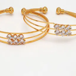 NVR Set Of 2 Gold-Plated CZ-Studded Bangles image 4