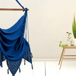 Swingzy Blue Hammock Cotton Cloth Swing Hanging Swing WithCushion-image-121