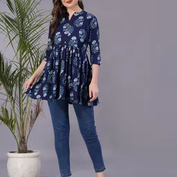 TheSwagg Floral Print Mandarin Collar Top-picture-26